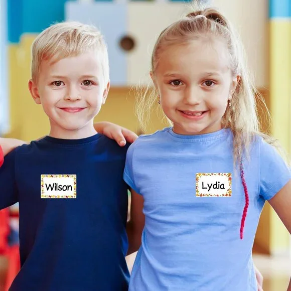 210 Pcs Fall Name Tag Stickers -3''x 2'' Self Adhesive Pumpkin Maple Leaves Name - Picture 7 of 7